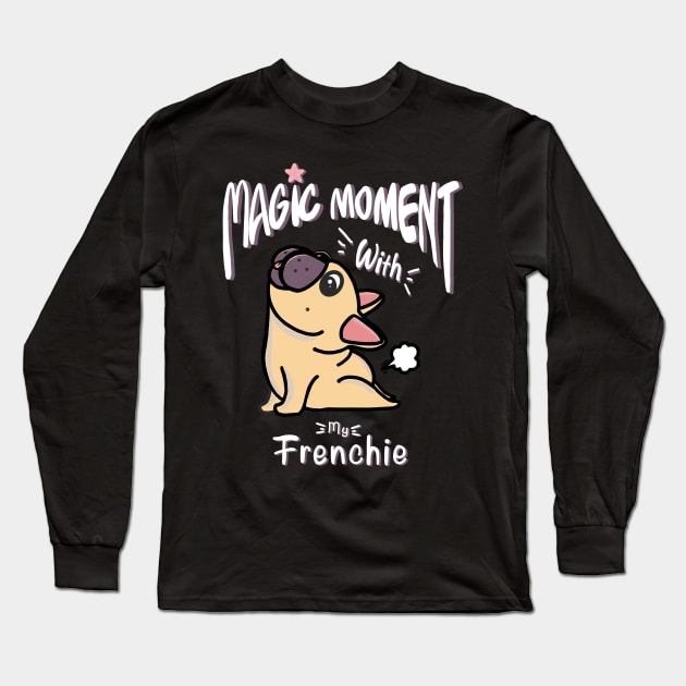 French bulldog yoga pose and fart magic moment Long Sleeve T-Shirt by Collagedream